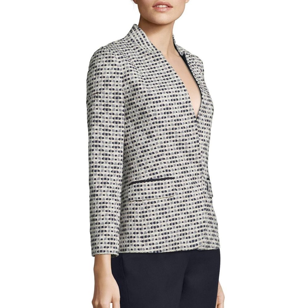 Lafayette 148 Inverted Collar Textured Blazer Jacket Office Work Business Casual - Picture 3 of 10